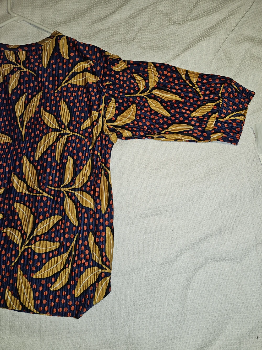 Zara Trafaluc Small Floral Polka Dot Blouse Navy Mustard Boho